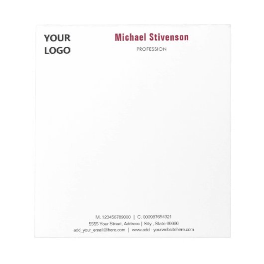 Bloc-notes professionnel personnalisé Modèle Conce (Devant)