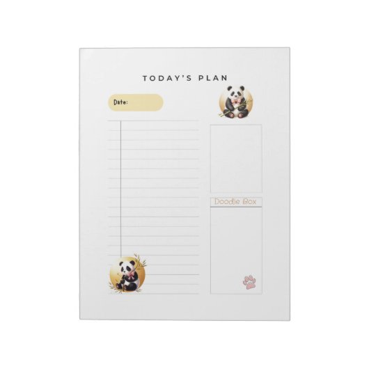 Bloc-notes quotidien de plans avec des pandas char (Tourné)