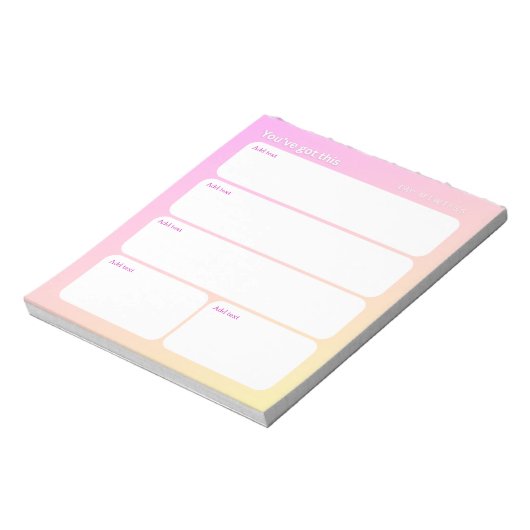 Bloc-notes quotidien personnalisable de planificat (Tourné)