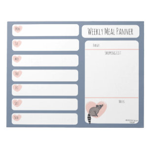 Bloc-notes Raccoon Weekly Meal planner
