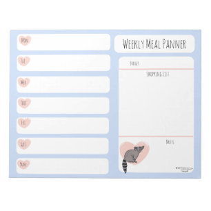 Bloc-notes Raccoon Weekly Meal planner