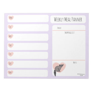 Bloc-notes Raccoon Weekly Meal planner