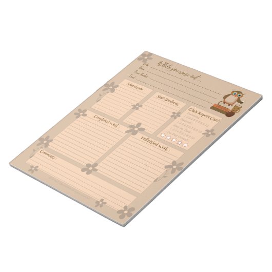 Bloc-notes Rapport de remplacement de la Chouette  (Incliné)