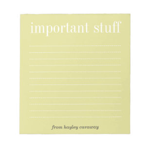 Bloc-notes rayé par ecru important de substance