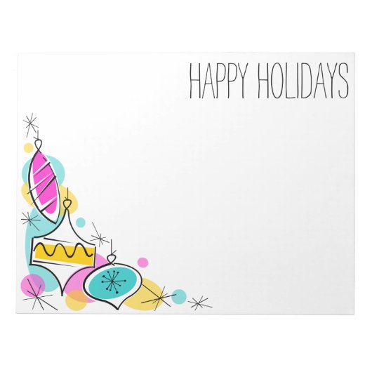 Bloc-notes Retro Tree Baubles Corner Holidays (Devant)