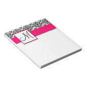 Bloc-notes rose chaud monogramme personnalisé noir (Incliné)