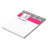 Bloc-notes rose chaud monogramme personnalisé noir (Tourné)
