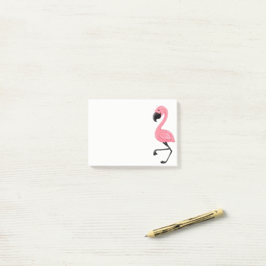 Bloc-notes rose de post-it de Flamant rose (Sur un bureau)