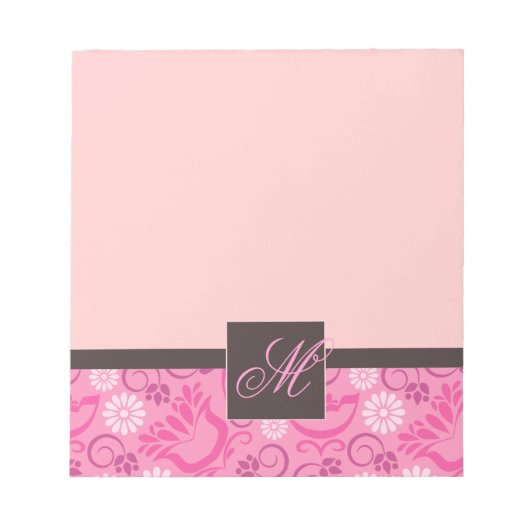 Bloc-notes rose élégant avec monogramme (Devant)