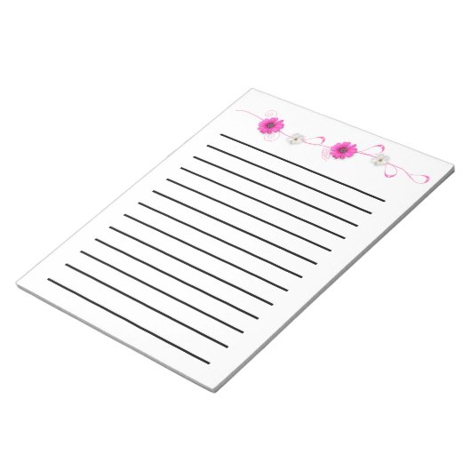 Bloc-notes rose Fleurs ténues (Incliné)