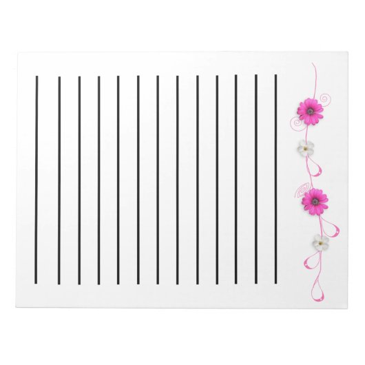 Bloc-notes rose Fleurs ténues (Devant)