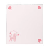 Bloc-notes Rose Pastel Caniche « Je t'aime toutou (Devant)