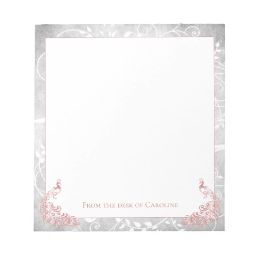 Bloc-notes rose Peacocks (Devant)