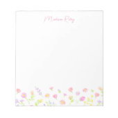 Bloc-notes rose personnalisé Fleur sauvage pastel (Devant)