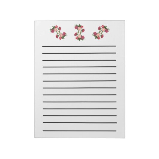 Bloc-notes rose Roses à trait foncé (Tourné)