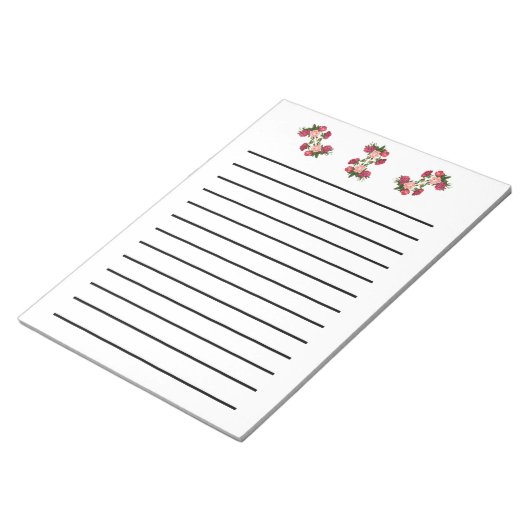 Bloc-notes rose Roses à trait foncé (Incliné)