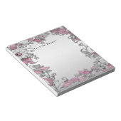 Bloc-notes rose Silver Blanc Floral (Incliné)
