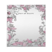 Bloc-notes rose Silver Blanc Floral (Devant)