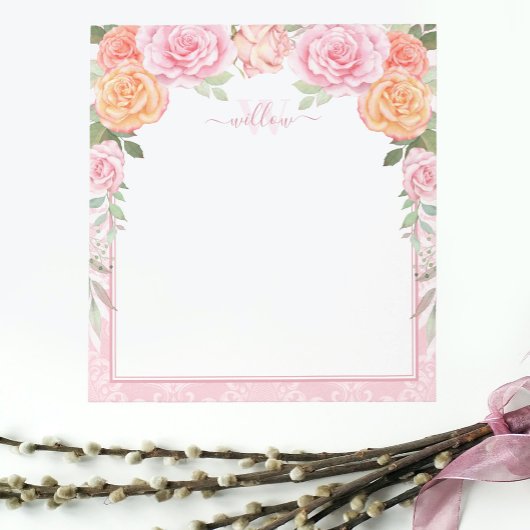Bloc-notes Roses couleur orange rose