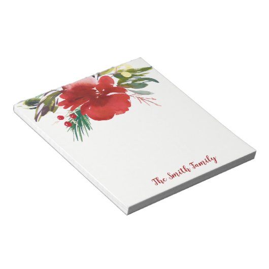 Bloc-notes rouge Aquarelle Noël (Incliné)