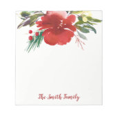 Bloc-notes rouge Aquarelle Noël (Devant)