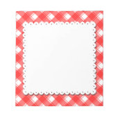 Bloc-notes rouge blanc Plaid Motif Faux Doily (Devant)