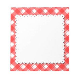 Bloc-notes rouge blanc Plaid Motif Faux Doily