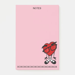 BLOC - NOTES ROUGE DE POST-IT DU COEUR XOXO DE