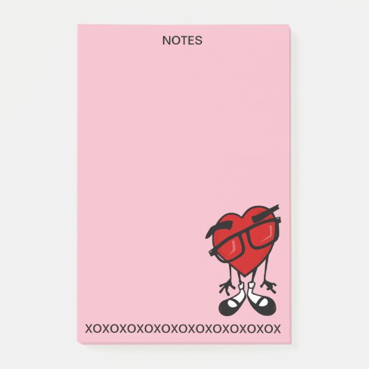 BLOC - NOTES ROUGE DE POST-IT DU COEUR XOXO DE (Devant)