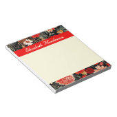 Bloc-notes rouge et crème florale foncée (Incliné)
