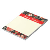 Bloc-notes rouge et crème florale foncée (Tourné)