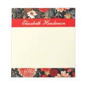 Bloc-notes rouge et crème florale foncée (Devant)