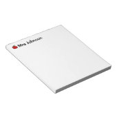 Bloc-notes rouge pomme pour enseignant | Nom perso (Incliné)