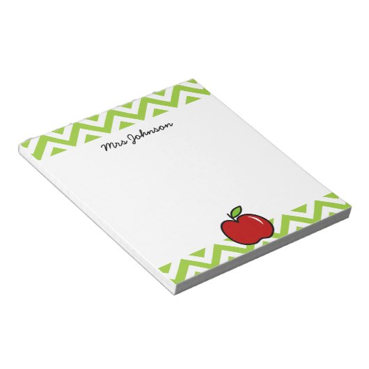 Bloc-notes rouge pomme pour enseignant | Nom perso (Incliné)