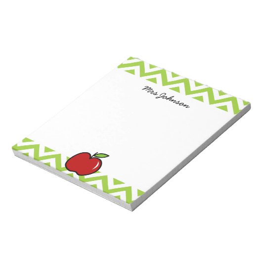 Bloc-notes rouge pomme pour enseignant | Nom perso (Tourné)