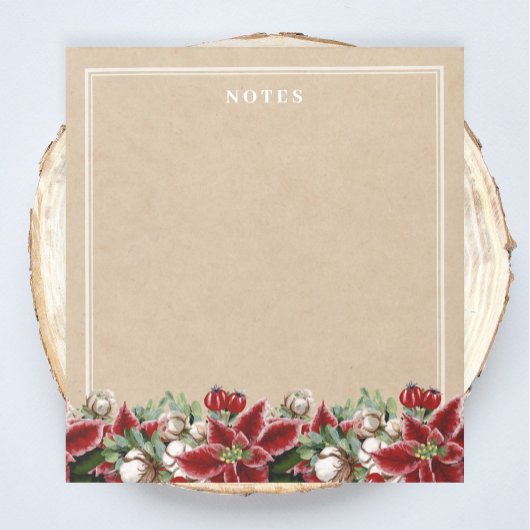 Bloc-notes rustique de Noël Poinsettia