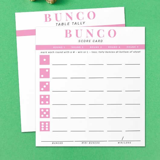 Bloc-notes simple de la carte de score Bunco rose 