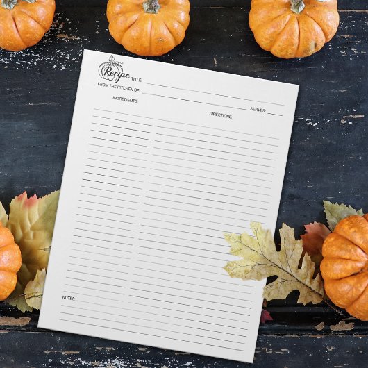 Bloc-notes simple de recette culinaire
