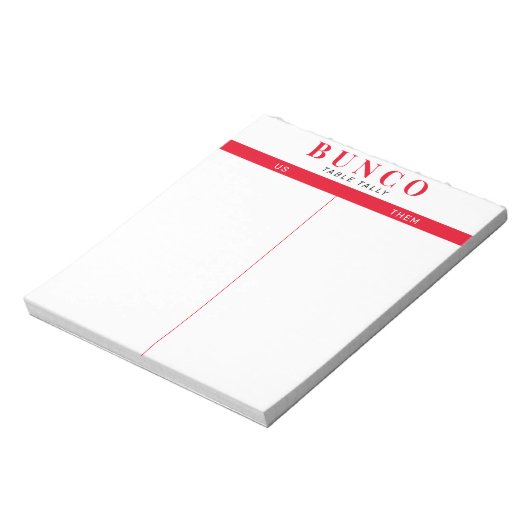 Bloc-notes simple de table Bunco rouge et blanc (Tourné)