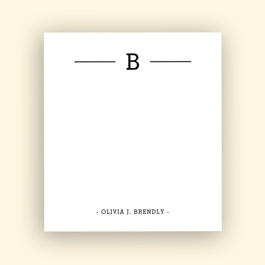 Bloc-notes simple élégant monogramme noir et blanc