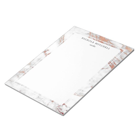 Bloc-notes simple en marbre blanc et or (Incliné)