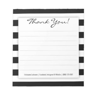 Bloc-notes simple en Merci noir et blanc