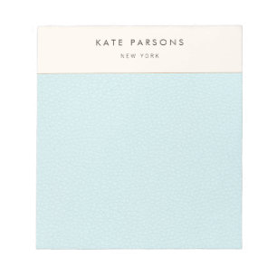 Bloc-notes simple et élégant en cuir bleu pastel
