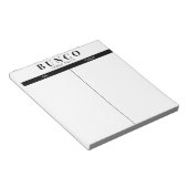 Bloc-notes simple noir et blanc de table Bunco (Incliné)