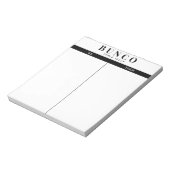 Bloc-notes simple noir et blanc de table Bunco (Tourné)