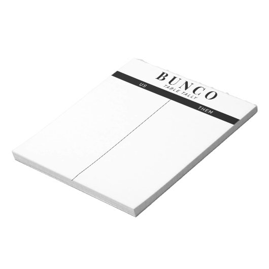 Bloc-notes simple noir et blanc de table Bunco (Tourné)