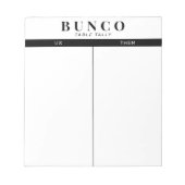 Bloc-notes simple noir et blanc de table Bunco (Devant)