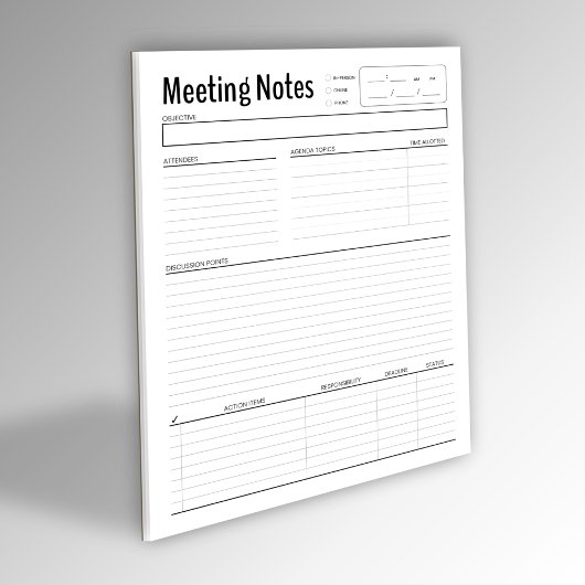 Bloc-notes simple pour les notes de réunion