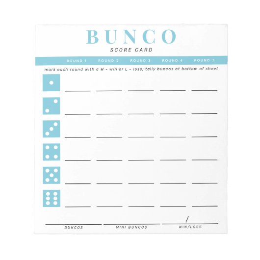 Bloc-notes simple Sky Blue Bunco (Devant)