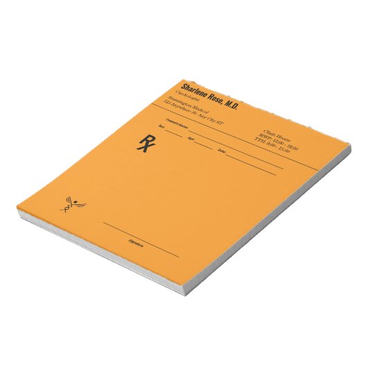 Bloc-notes sur ordonnance personnalisé - RX pour m (Tourné)